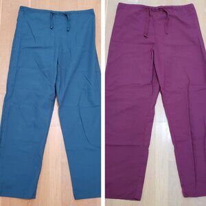Scrub Pants Womens LOT of TWO (2) Apples for Life XS Drawstring Medical Bottoms